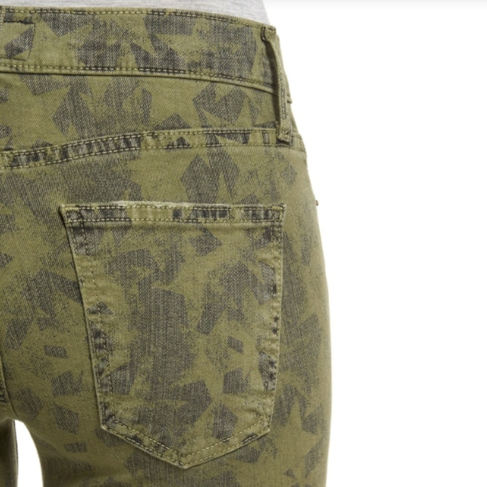 Current/Elliott The Stiletto Skinny Jeans 24 Army Green Camo Python Print Crop - Picture 2 of 8
